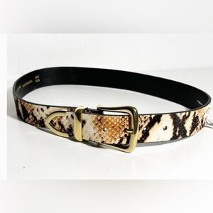 Topshop Leather Calf Fur Animal Print Leopard Gold Belt M/L